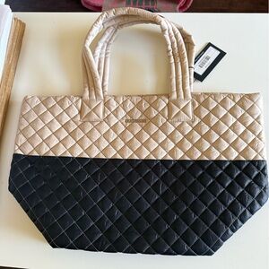 MZ Wallace Quilted Black and Cream Tote Bag Metro Medium New with Tags
